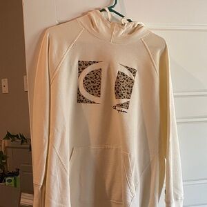 Champion Cream Sweater with Leopard Accents